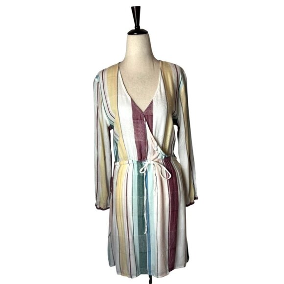 Rails Dress Women XS Cream Becca Cusco Stripe Drawstring Waist Mini Boho Preppy - Picture 2 of 13